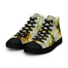 A pair of shoes with yellow and white tie dye.
