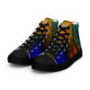 A pair of shoes with colorful designs on them.