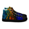 A pair of shoes with colorful designs on them.