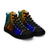 A pair of shoes with colorful designs on them.