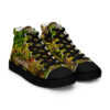 A pair of shoes with a picture of trees.