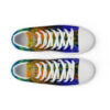 A pair of shoes with colorful designs on them.