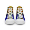 A pair of shoes with colorful designs on them.