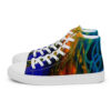 A pair of shoes with colorful designs on them.