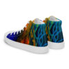 A pair of shoes with colorful designs on them.