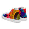 A pair of colorful sneakers with abstract designs.