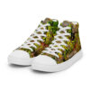 A pair of shoes with a picture of trees.