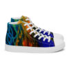 A pair of shoes with colorful designs on them.