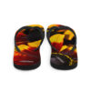 A pair of flip flops with a picture of flowers.