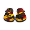 A pair of flip flops with a picture of flowers.