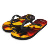 A pair of flip flops with a picture of a flower.