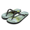 A pair of flip flops with a picture of flowers.