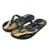 A pair of flip flops with an image on them.