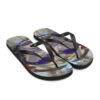 A pair of flip flops with an image on them.