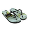 A pair of flip flops with a picture of flowers.