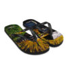 A pair of flip flops with a picture on them.