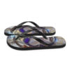 A pair of flip flops with a picture of trees.