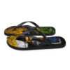 A pair of flip flops with pictures on them.