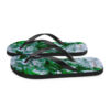 A pair of flip flops with green and white paint.