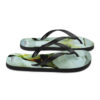 A pair of flip flops with a picture of a hummingbird.