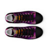 A pair of purple and black shoes on top of each other.