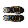 A pair of shoes with colorful designs on them.