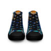 A pair of shoes with colorful designs on them.