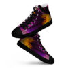 A pair of purple and yellow sneakers on top of each other.