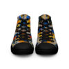 A pair of shoes with colorful designs on them.