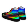 A pair of shoes with colorful stripes on them.