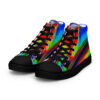 A pair of shoes with a rainbow design on them.