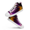 A pair of purple and yellow sneakers on top of each other.