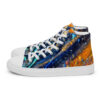 A pair of shoes with an artistic design.