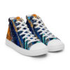 A pair of shoes with colorful designs on them.