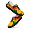 A pair of shoes with sunflowers on them.
