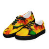 A pair of shoes with yellow and red flowers on them.