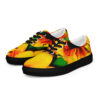 A pair of shoes with yellow flowers on them.