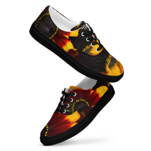 A pair of shoes that are flying in the air.