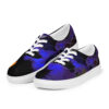 A pair of blue and black shoes with flowers