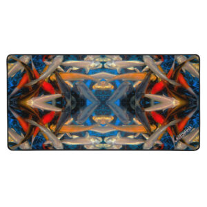 A colorful abstract picture of the top of a table.