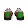 A pair of shoes with the back side of them.