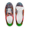 A pair of shoes with colorful designs on them.
