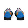 A pair of shoes with colorful designs on them.
