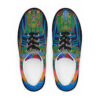A pair of shoes with an image on them.
