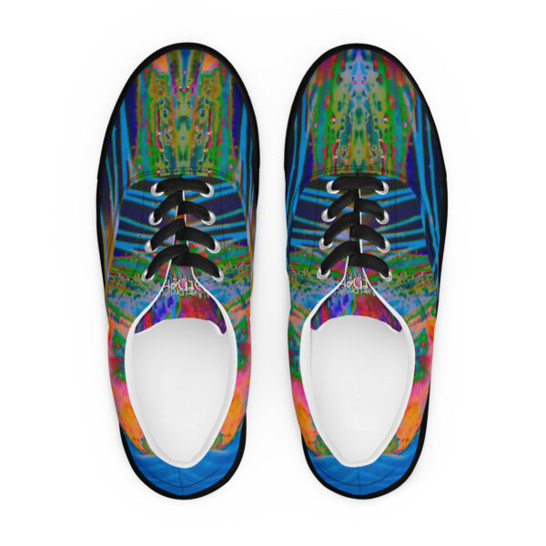 A pair of shoes with an image on them.