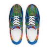 A pair of shoes with colorful designs on them.