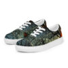 A pair of shoes with trees and sky in the background.