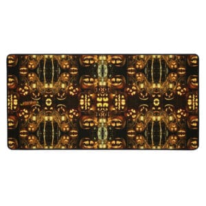 Halloween-themed jack-o'-lantern collage pattern.