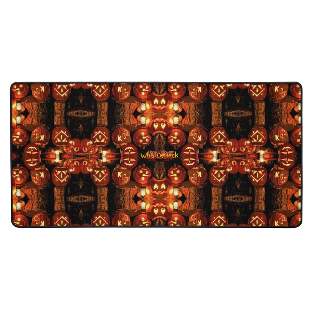 Pattern of glowing carved pumpkins.