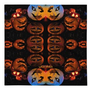 Symmetrical Halloween pumpkins and bats pattern.